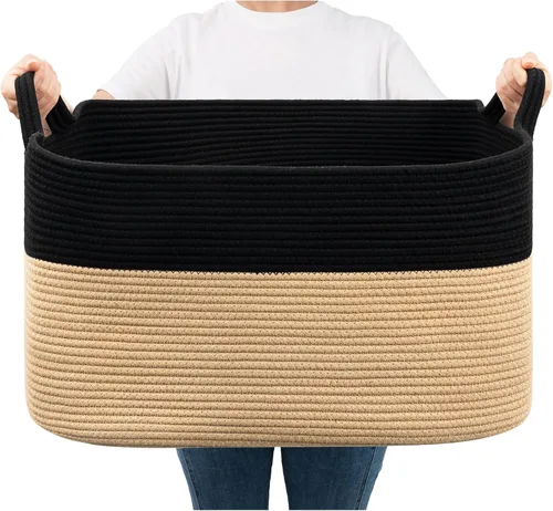 Miniatura 21 de Goodpick Cesta Grande de Almacenamiento de Juguetes, Cestas de Cuerda de Algodón Gris Contenedor de Almacenamiento de Juguetes para Bebé, Niños