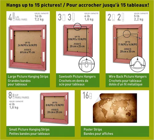 Miniatura 3 de Command Kit para colgar cuadros y tiras para colgar pósteres, pequeño, blanco, uso en interiores, 64 tiras, decora sin daños