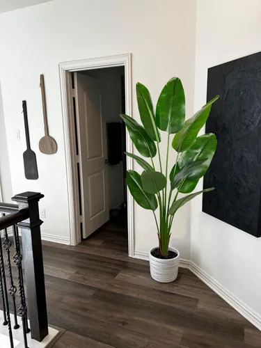 Miniatura 4 de Aveyas Árbol Artificial Ave del Paraíso de 6 pies para Decoración del Hogar, Planta de Piso Falsa de 6 Pies, Árbol Tropical Falso de Hoja de Plátano
