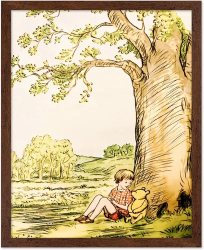 Miniatura 20 de Poster Master Póster de ilustración vintage, impresión de paisaje retro, regalo para bebé, niño, mapa de madera de 100 acres, oso, cerdo, animal