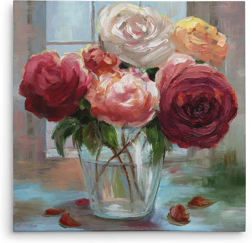 Miniatura 25 de WEXFORD HOME Cuadro Premium en Lienzo con Envoltura de Galería Floral Multicolor para Pared, Arte Abstracto Floral Romántico Moderno, Impresión
