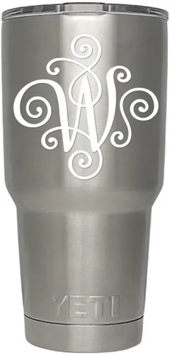 Miniatura 73 de Monogram - Calcomanía troquelada/vinilo adhesivo. Haga clic para opciones de color/letra. Disponible en cuatro colores y todas las letras de la A