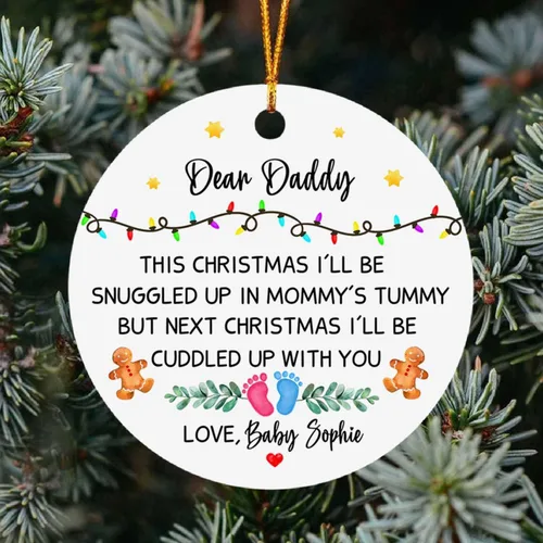 Miniatura 14 de Adorno de Navidad con texto en inglés "Your First Christmas As My Daddy 2025", regalo de recuerdo personalizado para nuevo papá Adorno Your Are