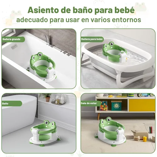 Miniatura 4 de Asiento de baño de bebé para bebés de 6 meses en adelante, asientos de baño antideslizantes para sentarse con ventosas y cojín suave para asiento