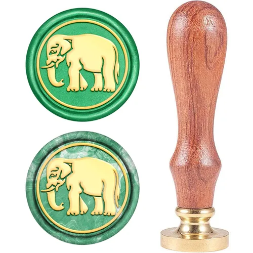 CRASPIRE Sello de cera de elefante, sello de cera de sellado vintage de animales, retro, 0.98 pulgadas, sello de latón extraíble con mango de madera