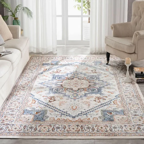 Miniatura 173 de Syalife 4x6 Alfombra Lavable para Área, Ultra Suave Antideslizante, Pila Baja, Alfombra Vintage Resistente a Manchas para Sala de Estar, Alfombra