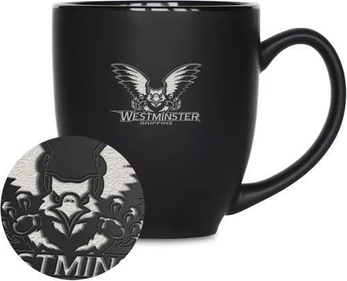 Miniatura 88 de Rico Industries - Taza de cerámica mate negra con grabado láser estándar de 15oz para NCAA (escuelas T & U) - Para bebidas calientes o frías