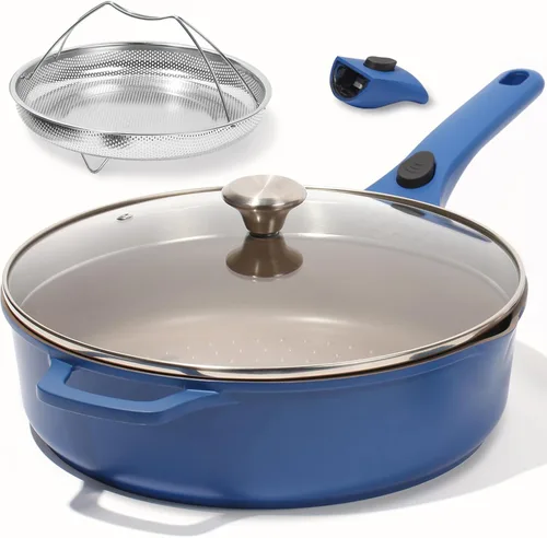Miniatura 8 de ESLITE LIFE Sartén antiadherente Always con tapa, sartén de 11 pulgadas (4.5 Qt) para freír en profundidad y saltear, segura para horno, inducción
