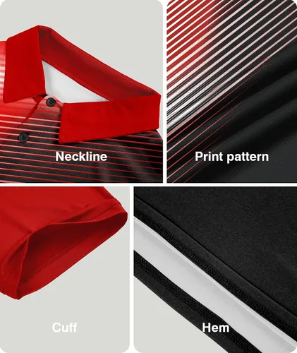 Miniatura 4 de ZITY Camisa de golf para hombre, manga corta, deportiva, absorbe la humedad, con estampado de rendimiento, camisa polo de golf para hombre, camiseta