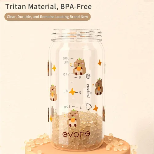 Miniatura 6 de Evorie Tritan - Vaso para sorber con pajita a prueba de derrames, 10 onzas para bebés y niños pequeños de 1 a 3 años, botella de agua con pajita sin