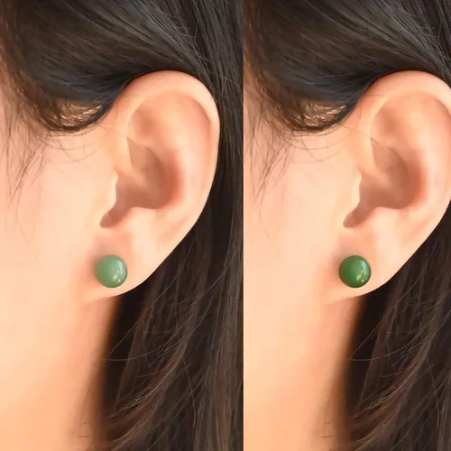 Miniatura 20 de Jade Earrings Studs, Green Jade Earrings for Women, 925 Sterling Silver Stud Earrings for Sensitive Ears, Jade Jewelry for Women & Men