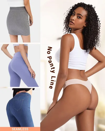 Miniatura 3 de Jo & Bette Tanga de algodón, ropa interior de bikini sin costuras, transpirables, paquete de 6 o 12, Azul