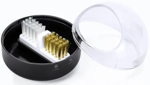 Miniatura 4 de Estuche de herramientas limpiador de uñas con cepillo de alambre de acero y cepillo de nailon para limpiar brocas de carburo/cerámica, diseño