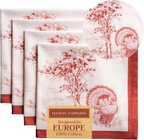 Miniatura 15 de Maison d' Hermine Happy Florals - Juego de 4 servilletas 100% algodón suave y cómodo perfectas para cenas familiares, bodas, fiestas de cóctel, 063