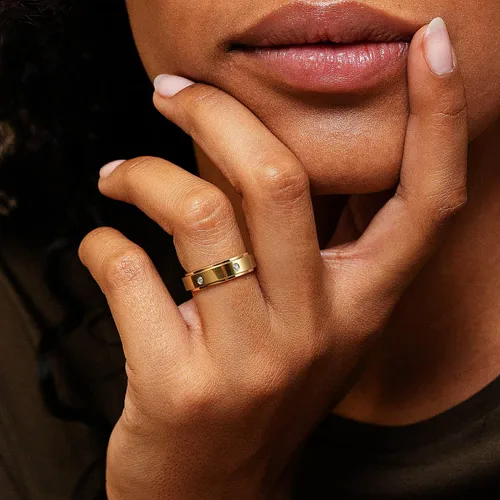 Miniatura 2 de Kainier Anillos de ansiedad chapados en oro de 14 quilates piedras de circonita cúbica anillos giratorios para mujeres y hombres anillos