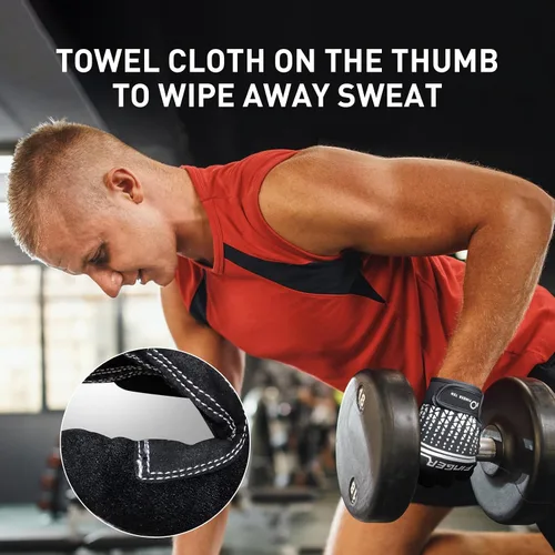 Miniatura 4 de Guantes de entrenamiento de dedo completo para levantamiento de pesas para hombres y mujeres con relleno, guantes de ejercicio de gimnasio de mano