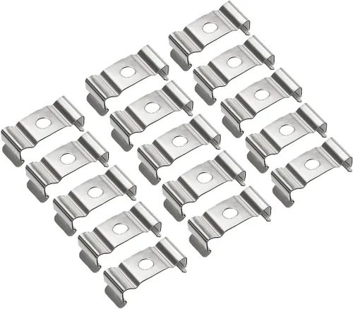 uxcell T4 Clips Soporte para tubo de luz LED, tubo fluorescente LED, acero al manganeso niquelado, paquete de 15
