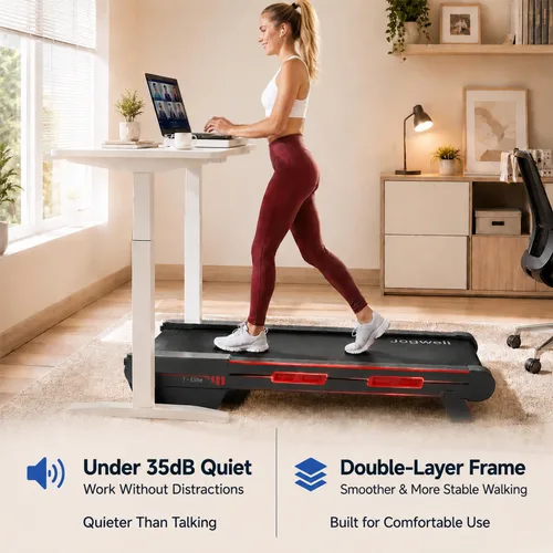Miniatura 4 de Jogwell Incline Walking Pad with 15% Auto Incline, Under Desk Treadmill for Home Office, Full-Deck 40" x 16" Walking Area, Quiet 3.0HP Brushless