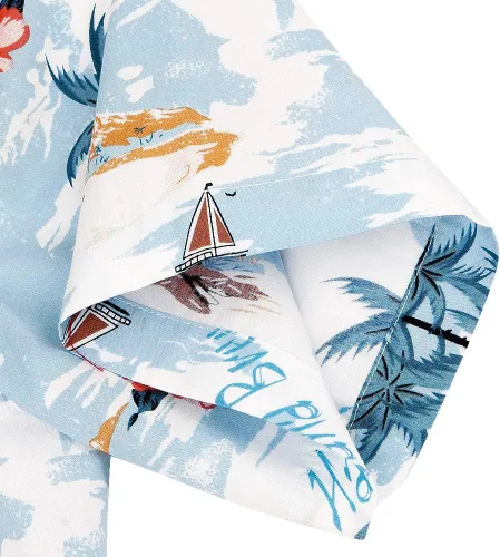 Miniatura 4 de Camisas hawaianas de algodón de ajuste regular de manga corta con botones para hombre