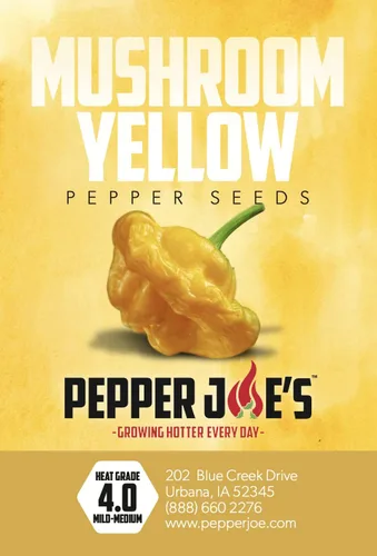 Pepper Joe's Semillas de pimiento de hongos amarillos jamaicanos – Paquete de más de 10 semillas de chile picante – Cultivadas en Estados Unidos –