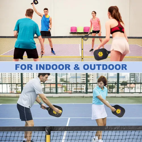 Miniatura 7 de Pickleball Net Set, Pickleball Net on Wheels for Driveway Backyard, 22FT Regular Size, 4 Pickleball Paddles & 6 Balls, 12 Court Markers, 1 Carry