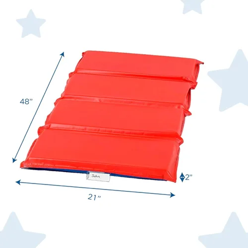 Miniatura 2 de Children's Factory Angels Tapete para Siesta de Niños Pequeños de 2" de Grosor, Rojo-Azul, Tapete para Dormir Impermeable de 4 Secciones