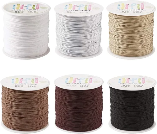 Miniatura 45 de Cordón de nailon trenzado de 150 yardas, cuerda roja de 0.020 in para pulsera, hilo de cuentas de nailon para collar Kumihimo, joyas, borlas