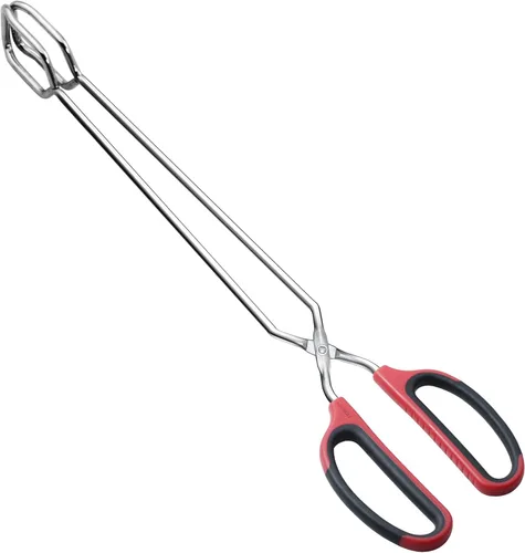 Miniatura 8 de HINMAY Juego de pinzas de acero inoxidable de 12 y 16 pulgadas, pinzas de cocina de metal extralargas para cocinar, asar a la parrilla y servir Negro