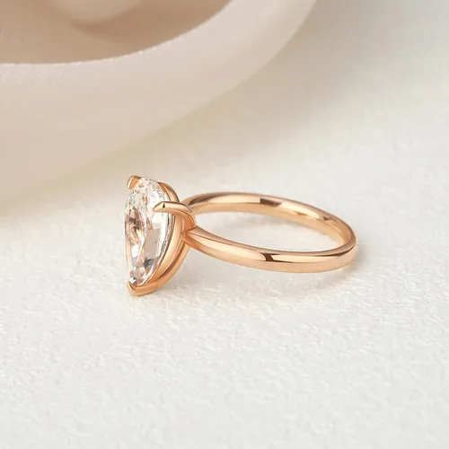Miniatura 3 de Anillo de moissanita de 3.0 quilates, anillo de boda en forma de pera, anillos solitarios de plata de ley 925, anillo de compromiso de corte de pera