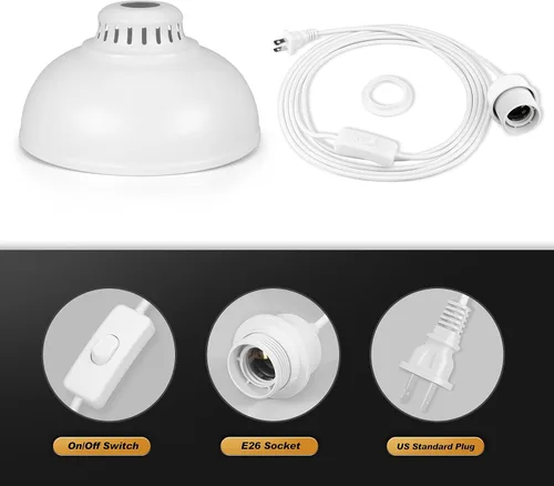 Miniatura 6 de Lámpara colgante enchufable, luces colgantes de 15 pies con cable de enchufe, interruptor de encendido/apagado, lámpara colgante industrial