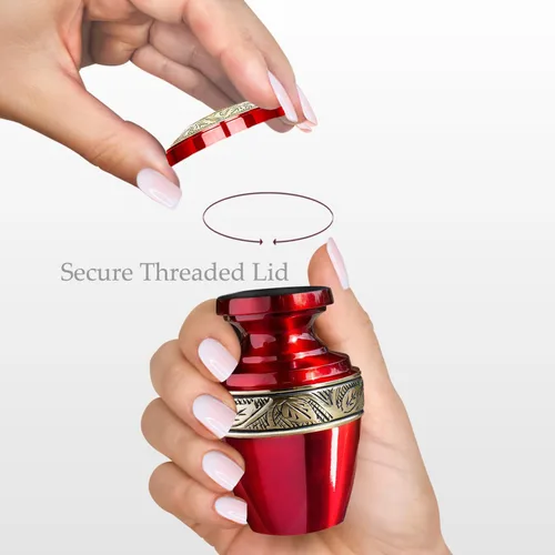 Miniatura 4 de Trupoint Memorials Urnas Pequeñas para Cenizas Humanas de Recuerdo, Mini Urna de Cremación Decorativa para Hombres y Mujeres Adultos, Pequeña Rojo