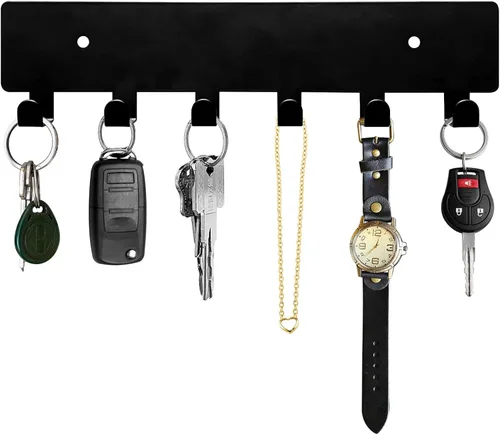 Miniatura 9 de GTK Soporte para llaves de pared, ganchos para llaves con bandeja y 6 ganchos, soporte para llaves montado en la pared para pasillo, estante