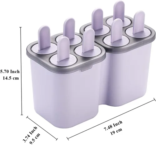 Miniatura 2 de HOMQUEN Moldes para paletas de hielo, 8 piezas, molde reutilizable para helado de fácil liberación para niños, moldes de paletas caseras de muchas