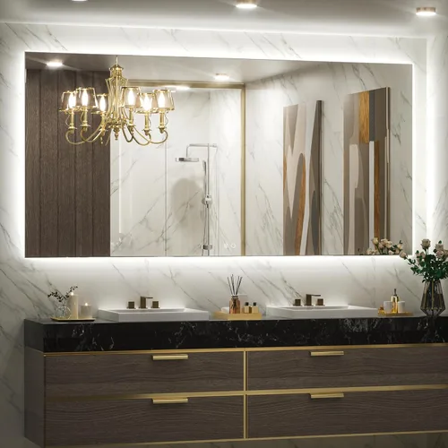 Miniatura 9 de Keonjinn Espejo de baño LED de 24 x 32 pulgadas con retroiluminación, antiniebla, CRI90+ HD regulable sin escalones, alto lumen, montaje en pared
