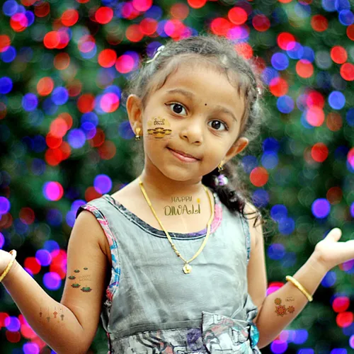 Miniatura 4 de Oringaga 390 tatuajes temporales para fiestas de Happy Diwali para niños, suministros de fiesta hindú de Diwali, suministros de fiesta, bolsas