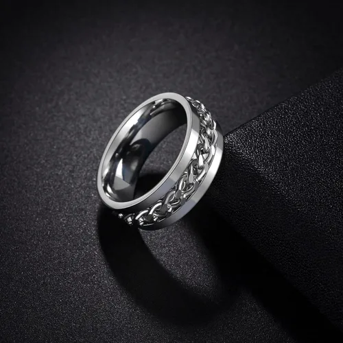 Miniatura 131 de Anillos giratorios para la ansiedad para hombre, anillos clásicos de cadena para mujeres y adultos, anillo de acero de titanio