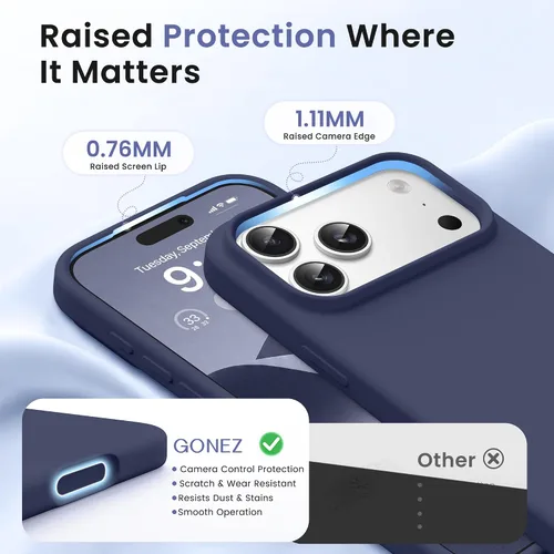 Miniatura 457 de GONEZ Funda de silicona para iPhone 15 Pro Max, compatible con Magsafe, protector de cámara + protector de pantalla, forro de microfibra suave