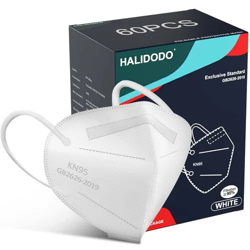 Miniatura 9 de Mascarilla KN95, paquete de 60 unidades, 5 capas, envueltas individualmente, transpirable, cómoda, máscara de seguridad con más del 95% de Rojo