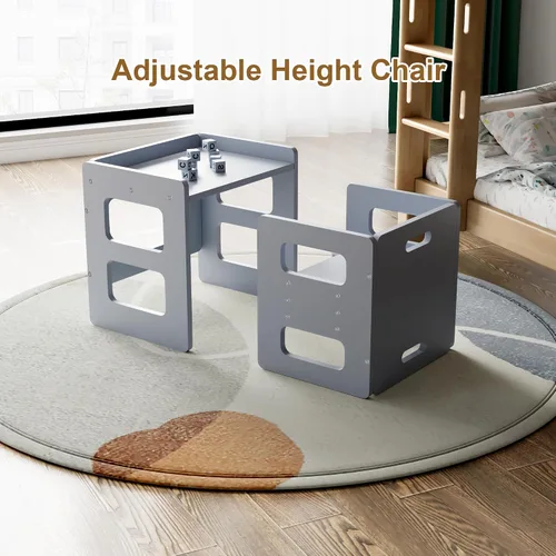 Miniatura 4 de Fun Memories Montessori - Juego de mesa y silla de destete para niños pequeños y bebés, juego de mesa y sillas para niños, muebles de madera maciza