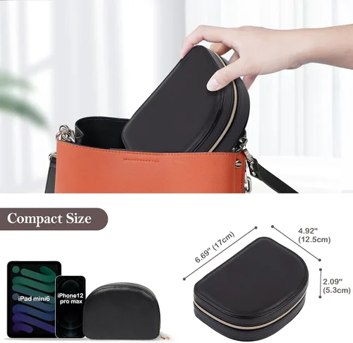 Miniatura 6 de ProCase Joyero de tamaño de viaje pequeño estuche de joyería portátil en forma de concha mini organizador de joyas de 2 capas en piel sintética