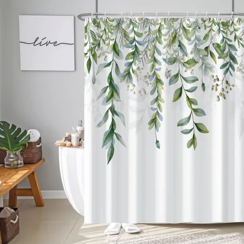 Miniatura 26 de AWERT Cortina de ducha pequeña de tamaño medio con 6 ganchos, cortina de ducha de 36 x 72 pulgadas, cortina de ducha bohemia de 36 pulgadas para Boho