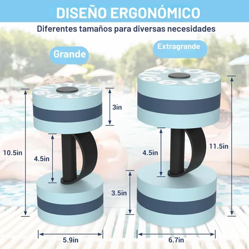 Miniatura 5 de Sportneer Pesas de Agua Mancuernas de Ejercicio Acuático Mancuernas de Agua Aeróbicos Entrenamientos Juego de 2 Pesas de Piscina de Espuma EVA Juego
