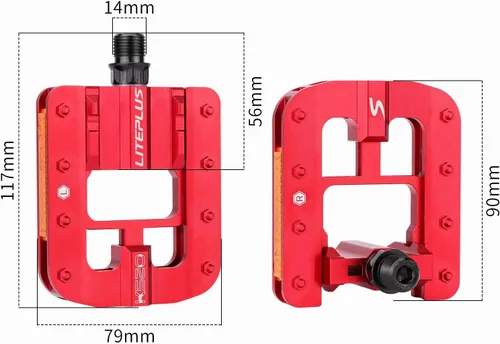 Miniatura 2 de Pedales de bicicleta de montaña, pedales de bicicleta de carretera de aleación de aluminio, pedales de bicicleta de montaña plegables, clavos Rojo