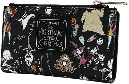 Miniatura 4 de Loungefly Disney Nightmare Before Christmas - Cartera plegable con estampado de personajes, Negro -, Casual