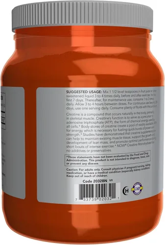 Miniatura 3 de NOW Foods Nutrición Deportiva, Polvo de Monohidrato de Creatina, Construcción de Masa*/Producción de Energía*, 1 Kilogramo