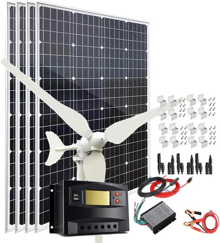 Miniatura 7 de Kit de energía eólica solar de 340 W. Sistema de carga de batería: generador de turbina eólica de 100 W + 2 paneles solares monocristalinos de 120 W