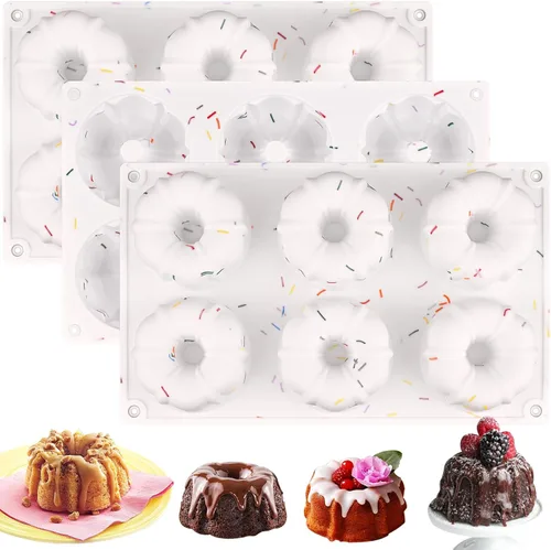 Miniatura 7 de HUAKENER 2 piezas molde de pastel acanalado mini, molde de pastel acanalado de 6 cavidades, molde de silicona antiadherente para hornear para d 2