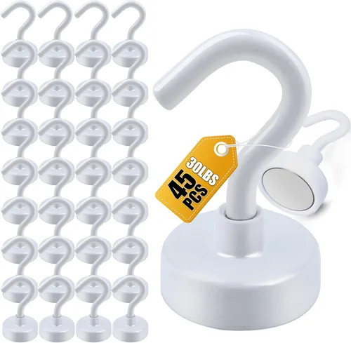 Miniatura 35 de Diymag Ganchos magnéticos, resisten 80 lb, 20 unidades, neodimio de tierras raras fuertes para colgar, colgador magnético para cortina, hogar, Negro