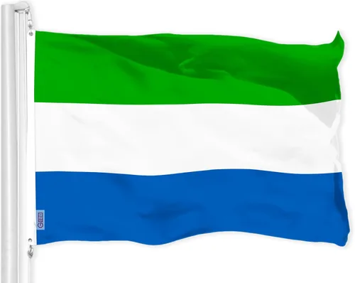 G128 Bandera de Sierra Leona Sierra Leona | 3 x 5 pies | LiteWeave Pro Series Impreso Poliéster 150D | Bandera de país, colores vibrantes, ojales de