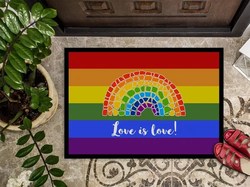 Miniatura 3 de Caroline's Treasures CK8018MAT - Felpudo de puerta delantera de 18 x 27 pulgadas, diseño de orgullo gay, diseño de mosaico y arco iris